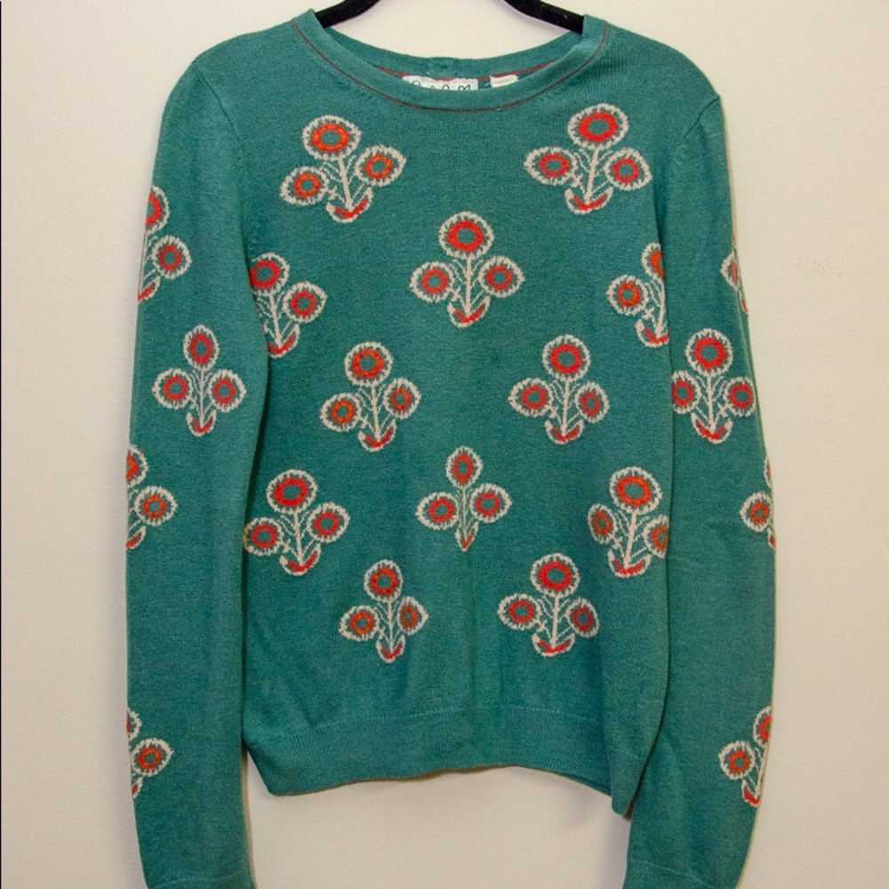 Anthropologie Field Flower button-back sweater